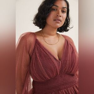 Anthropologie Tulle V-neck Blouse